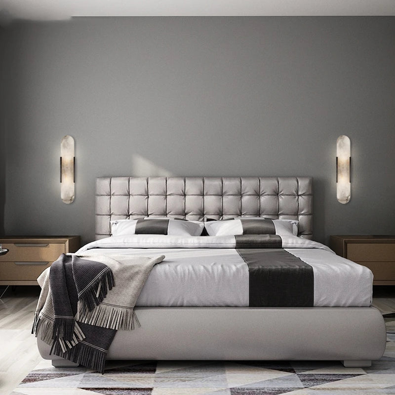 Axyaa Nordic LED Wall Sconce with Marble Lampshade - Modern Indoor Stair Lighting