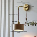 Axyaa Ash Wood LED Wall Lamp with Pull Chain Switch and Adjustable Copper Socket
