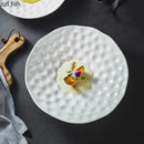 Axya Creative White Ceramic Hammer Dot Deep Plate for Molecular Cuisine