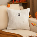 Axyaa Halloween Plush Ghost Pillowcase - White Orange for Festive Home Decor