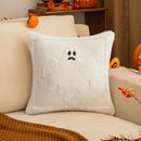 Axyaa Halloween Plush Ghost Pillowcase - White Orange for Festive Home Decor