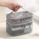 Axyaa Mesh Travel Cosmetic Bag, 2 Layer Toiletry Organizer for Women, Large Capacity Makeup Storage