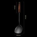 Axyaa 304 Stainless Steel Utensils Set with Wooden Handle - Black Color