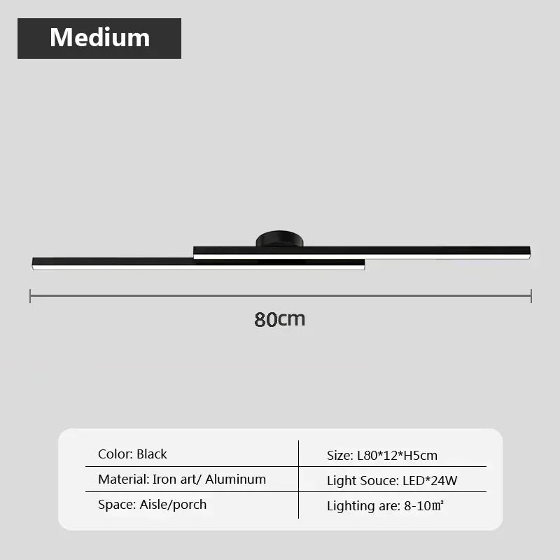 Axyaa Black Gold LED Ceiling Light 60/80cm Modern Living Room Bedroom Decor Lighting