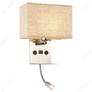 Axyaa LED Fabric Lampshade Wall Light USB Spotlight Adjustable Bedside Reading Light