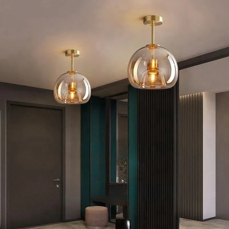 Axyaa Nordic Retro Glass Ceiling Lamp LED Pendant Chandelier for Luxe Home Decor