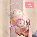 Axyaa Kids 900ml Large Capacity Water Bottle with Straw - Perfect for School and Outdoor Activities