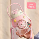 Axyaa Kids Straw Water Bottle: Large Capacity Plastic Water Cup for Girls