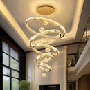 Axyaa Crystal Chandelier Stair Pendant Living Room Interior Lighting