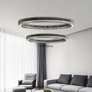 Axyaa Black Glass Ring Chandelier LED Pendant Light for Modern Nordic Home Decor