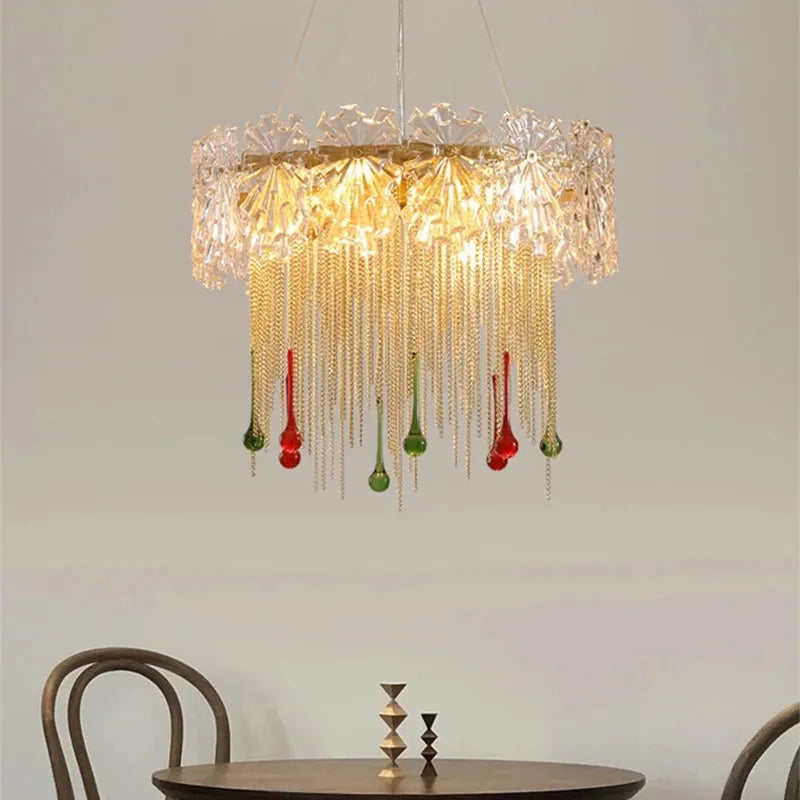 Axyaa Water Drop Tassel Chandelier: Luxury LED Home Decor Fixture