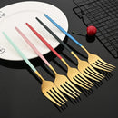 Axyaa Pink Gold Stainless Steel Cutlery Set - 24Pcs Mirror Dinnerware Flatware