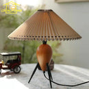 Axyaa Bauhaus Pleated LED Table Lamp Solid Wood Fabric Desk Light