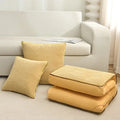 Axyaa Chenille-Rimmed Cotton Pillow Quilt: Solid Color Dual-Purpose Two-in-One Design