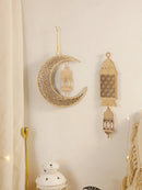Axyaa Ramadan Wooden Moon & Star Ornaments, Eid Decor, Lantern Wall Decor, Gift