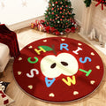 Axyaa Christmas Apple Cartoon Round Carpet Festive Plush Living Room Bedroom Rug