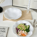 Axyaa French Ruffled Ceramic Deep Plate | Elegant White 3D Relief Design