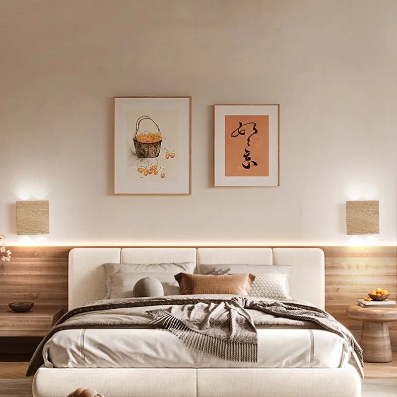 Axyaa Wabi Sabi LED Wall Sconce for Home Lighting in Yellow Travertine