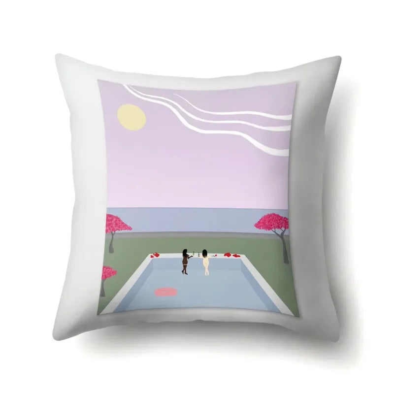 Axyaa Cartoon Abstract Scene Cushion Cover 45x45cm