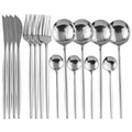 Axyaa Luxury Black Stainless Steel Cutlery Set - 16 Piece Tableware Dinnerware Kitchen Flatware
