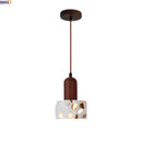 Axyaa Wood Terrazzo LED Pendant Light Fixture Vintage Industrial Hanging Lamp