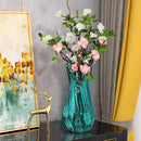 Axyaa Blue Wavy Lace Glass Vase & Fruit Plate Set for Living Room Decor