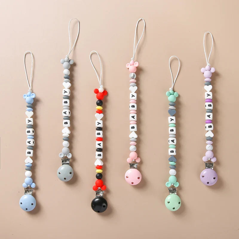 Personalized Axya Dummy Holder & Teether Clip Chain for Baby Pacifiers and Teethers