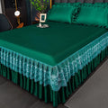 Axyaa Ice Silk Cool Bed Skirt Set - Solid Color, Summer Mat, Machine Washable