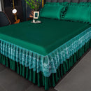 Axyaa Ice Silk Cool Bed Skirt Set - Solid Color, Summer Mat, Machine Washable