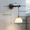 Axyaa LED Bathroom Mirror Wall Lights With Switch, Modern White Glass Wood Reading Lamp