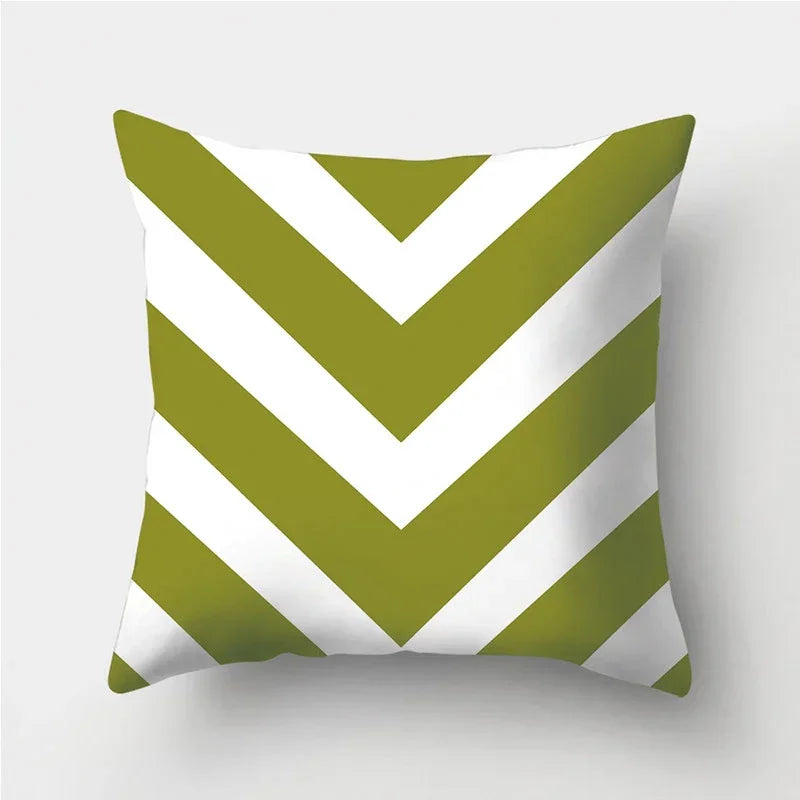Army Green Geometric Printed Pillowcase by Axyaa for Living Room and Bedroom Decor