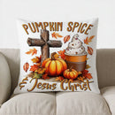 Axyaa Spotted Pumpkins & Autumn Leaves Pillow Cover for Sofa, Bedroom, Car