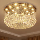 Axyaa Luxury LED Crystal Chandelier for Living Dining Bedroom Lobby - Round Modern Design