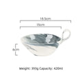 Axyaa Ceramic Marble Fruit Salad Dessert Bowl - Retro Yogurt Large Tableware