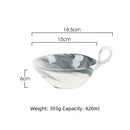 Axyaa Ceramic Marble Fruit Salad Dessert Bowl - Retro Yogurt Large Tableware