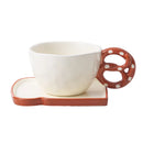 Axyaa Ceramic Bread Coffee Mug Set with Saucer - Big Easy Drinking Cups