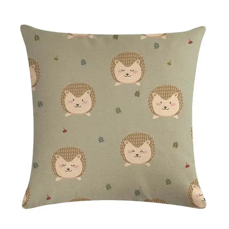 Nordic Cartoon Animal Print Linen Pillowcase for Axyaa Brand