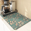 Axyaa Leaves Pattern Silicone Dish Mat for Absorbent Drying & Home Decor