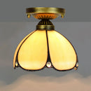 Axyaa European Floral Rose Mosaic Ceiling Light - Antique 8" Flush Mount for Dining Room/Library