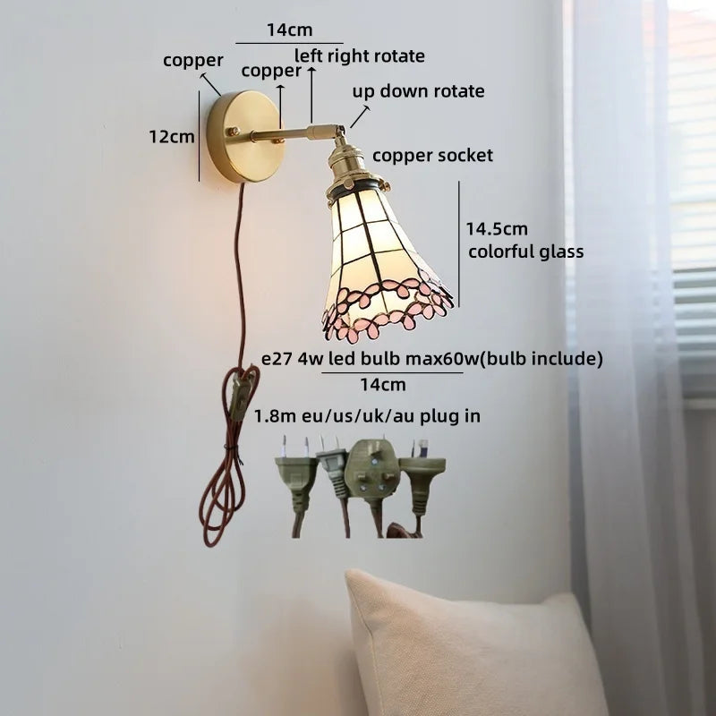 Axyaa Clear Glass Copper Arm LED Wall Sconce Wandlamp