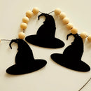 Axyaa Halloween Witch Hat Wood Bead Garland Spooky Decor Ornaments