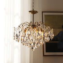 Axyaa Retro Crystal Chandelier for Bedroom Dining Living Room Cloakroom Luxurious Pendant Light