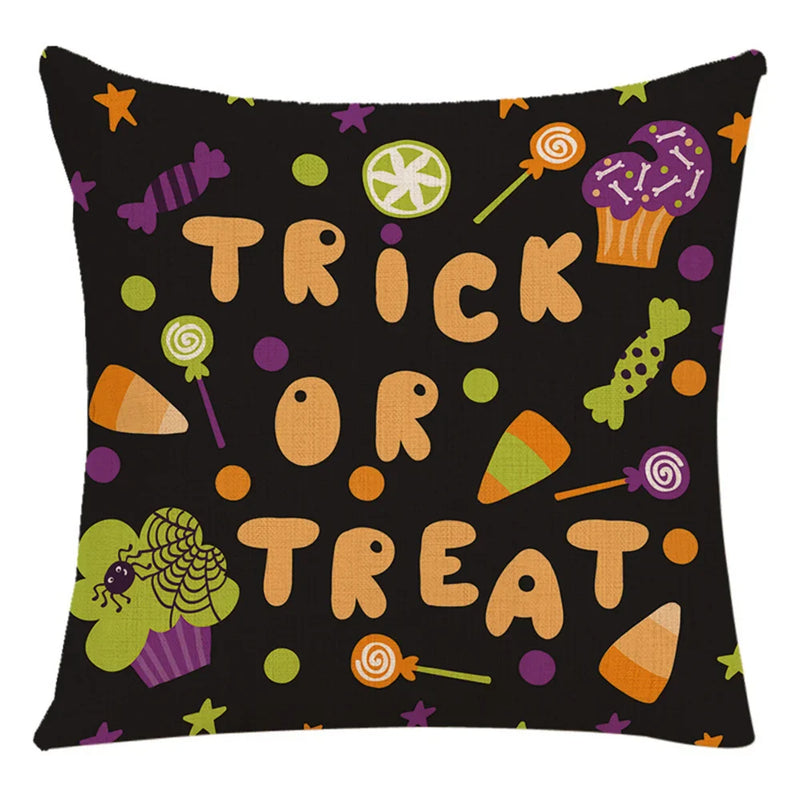 Axyaa Halloween Spider Pillowcase Black Castle Owl Thanksgiving Square Cushion Cover