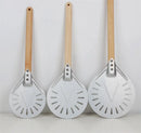 Axya Aluminum Perforated Pizza Peel Paddle with Non-Slip Wooden Handle