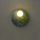 Axyaa Circular Green Marble Sconce LED Wall Lamp