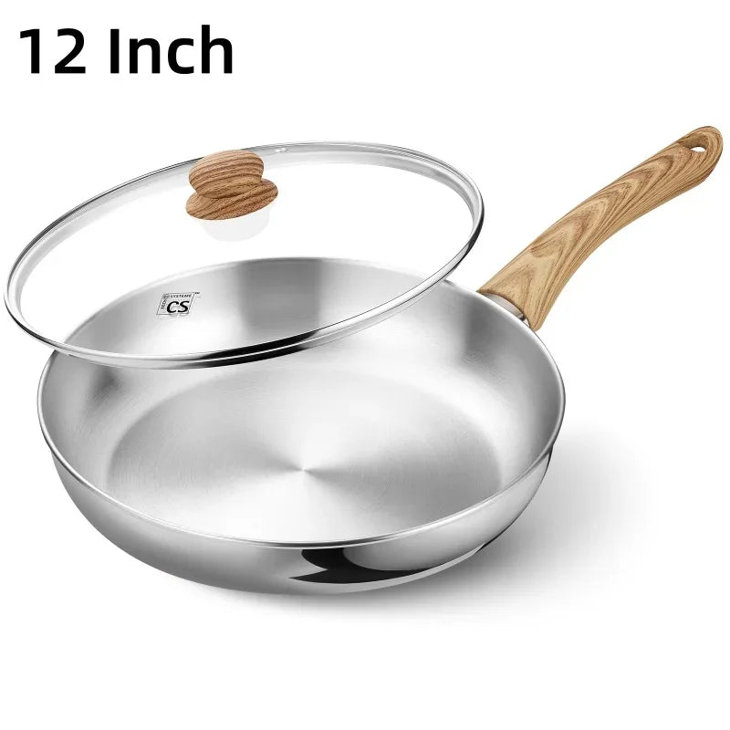 Axyaa Stainless Steel Frying Pan with Bakelite Handle and Lid