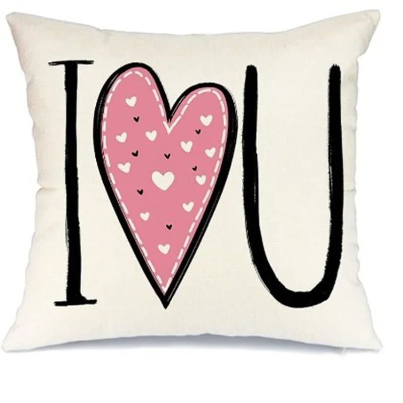 Axyaa I LOVE YOU Pillowcase; Sweet & Romantic Design for Home Decor