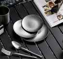 Axya Stainless Steel Dessert Plate Set - Vintage Style Shallow Plates for Dining