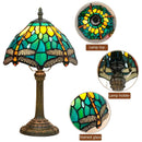 Axyaa Red Rose Stained Glass LED Table Lamp 8 Inches
