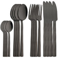 Axyaa 16-Piece Black Stainless Steel Cutlery Set for Western Dining